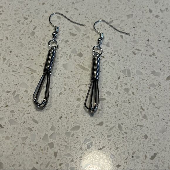 Unique Housewife Chef Inspired Whisk Dangle Earrings - Picture 9 of 11